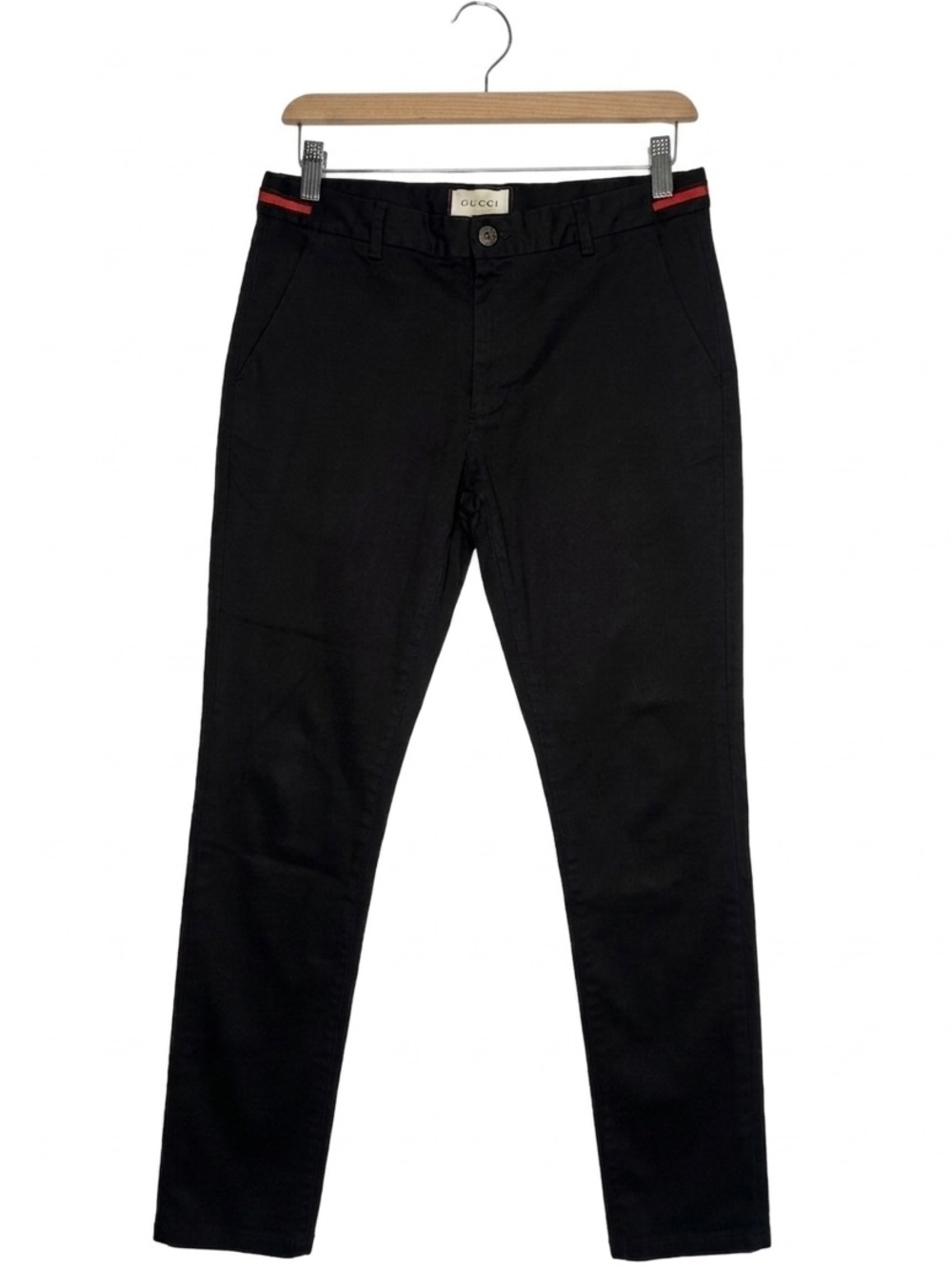 Gucci Black Pants with Red Waist Trim